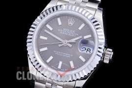 R28DJS-2R-103J BP 2023 Datejust 28mm Ladies 279174 SS/SS Fluted/Jubilee Dark Rhodium Grey Sticks Eta 2671