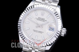 R28DJS-2R-100J BP 2023 Datejust 28mm Ladies 279174 SS/SS Fluted/Jubilee Silver Sticks Eta 2671