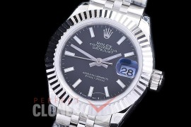 R28DJS-2R-102J BP 2023 Datejust 28mm Ladies 279174 SS/SS Fluted/Jubilee Black Sticks Eta 2671