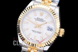 R28DJT-2R-101J BP 2023 Datejust 28mm Ladies 279173 SS/YG Fluted/Jubilee Whte Sticks Eta 2671