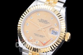 R28DJT-2R-115J BP 2023 Datejust 28mm Ladies 279173 SS/YG Fluted/Jubilee Gold Sticks Eta 2671