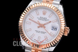 R28DJTR-2R-101J BP 2023 Datejust 28mm Ladies 279171 SS/RG Fluted/Jubilee Whte Sticks Eta 2671