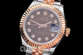 R28DJTR-2R-114J BP 2023 Datejust 28mm Ladies 279171 SS/RG Fluted/Jubilee Brown Diam Eta 2671