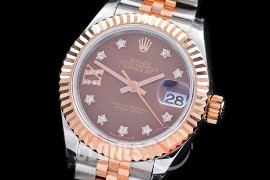 R28DJTR-2R-124J BP 2023 Datejust 28mm Ladies 279171 SS/RG Fluted/Jubilee Brown Star Diam Eta 2671