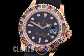 RYMENR00021S BP Yachtmaster 116695SATS Everose/Gem Set Rainbow Bez Men RG/RU Black VR 3135 - Special Offer 