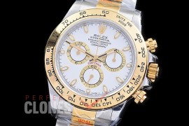 0 0 0 RLDT-4130-841W QF V3 904L Steel Daytona 116523 SS/YG White Sticks 4130 Superclone - 72 Hours Power Reserve Movement / Extra Weighted 