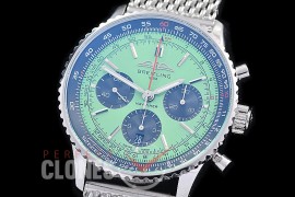 BLNV-B01-43-105 ANF/OXF Navitimer B01 Chronograph 43mm SS/ME Lime Green Sticks A-7750 