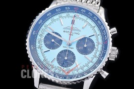 BLNV-B01-43-104 ANF/OXF Navitimer B01 Chronograph 43mm SS/ME Light Blue Sticks A-7750 