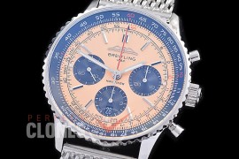 BLNV-B01-43-106 ANF/OXF Navitimer B01 Chronograph 43mm SS/ME Rose Salmon Sticks A-7750 