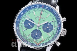 BLNV-B01-43-105L ANF/OXF Navitimer B01 Chronograph 43mm SS/LE Lime Green Sticks A-7750 