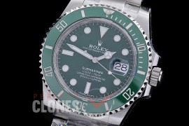 0 0 0 0 0 0 RLSS00252 Clean-F 904L Steel Submariner 116610LV SS/SS Green VR 3135