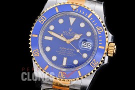 0 0 0 0 0 0 RLST00252 Clean-F 904L Steel Submariner 116613LB SS/YG Blue VR 3135