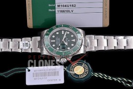 RLSS00602 RF 904L Steel 40mm Submariner 116610LV SS/SS Green SA 3135