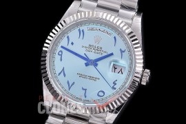 R40DDS00407R1 BP DayDate 40mm 228239 SS/SS Fluted Bez Ice Blue Arabic Special Edition A-2836/Mod to Calibre 3255 Bridges 