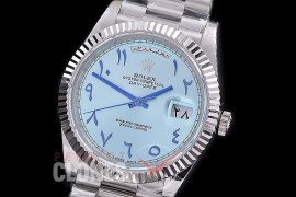 R40DDS00407R BP Daydate 40mm 228239 SS/SS Fluted Bez Ice Blue Arabic Special Edition A-2836