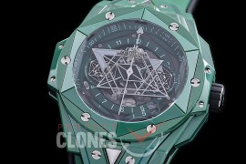 HB-SB2-125 BBF Big Bang Sang Bleu II 45mm Chronograph CER/RU Matt Green A-7750 Modified