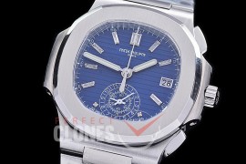 PP-5980-108S PPF Nautilus 5980 Chronograph SS/SS Blue Baguette Sticks Asian Clone Calibre CH28-520 C