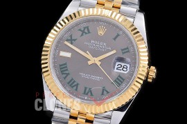 R41DJT-3235-528 GSF Datejust 41mm 126333 SS/YG Fluted/Jubilee Wimbledon Grey Roman VR 3235 Extra Weighted Casework