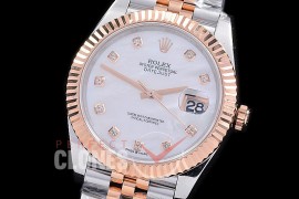 R41DJTR-3235-517 GSF Datejust 41mm 126331 SS/RG Fluted/Jubilee MOP White Diam VR 3235 Extra Weighted Casework
