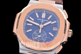 PP-5980-113L PPF Nautilus 5980 Chronograph SS/RG/LE Blue Sticks Asian Clone Calibre CH28-520 C