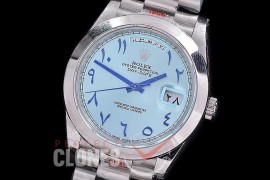 R40DDS00248S1 GMF Daydate 40mm 228239 904 Steel SS/SS Smooth Bez Ice Blue Arabic Special Edition A-2836/Mod to Calibre 3255 Bridges 