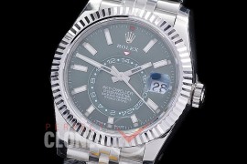 0 0 0 0 RSKDS00014J ZF 904L Steel 336934 SkyDweller SS/SS Mint Green Sticks ZF 9002 - 72 Hours Reserve Movement 