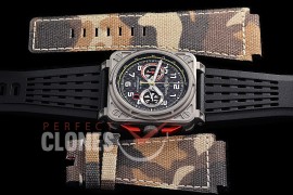 0 0 0 0 0 BR03-94-017 ANF/OXF BR03-94 RS18 Aviation Instruments Limited Chronograph TI/RU Black CF A-7750 Sec at 3 - Bundle with Free Nylon Camo Strap with Toolkit