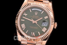 0.0 0 0 0 R40DDR00328 BPF Extra Weighted Daydate 40mm 228235 904 Steel RG/RG Fluted Bez Olive Green Roman A-2836