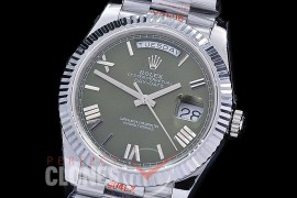 0.0 0 0 0 R40DDS00328 BPF Extra Weighted Daydate 40mm 228239 904 Steel SS/SS Fluted Bez Olive Green Roman A-2836