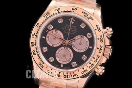 0 0 0 RLDFR-126505-112 QF 904L Steel Daytona 126505 RG/RG Rose Gold Diamonds 4131 Superclone - 72 Hours Power Reserve Movement