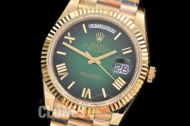 0.0 0 0 0 R40DDF00324 BPF Extra Weighted Daydate 40mm 228238 904 Steel SS/SS Fluted Bez Green Ombre Roman A-2836