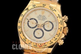 0 0 0 RLDF-126508-155 QF 904L Steel Daytona 126508 YG/YG Gold Sticks 4131 Superclone - 72 Hours Power Reserve Movement 