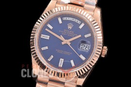 R40DDR00239A Daydate 40mm 228235 904 Steel RG/RG Fluted Bez Blue Glazier Diamonds SH-3255