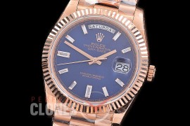 R40DDR00239 Daydate 40mm 228235 904 Steel RG/RG Fluted Bez Blue Glazier Diamonds A- 2836