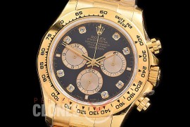 0 0 0 RLDF-126508-168W QF 904L Steel Daytona 126508 YG/YG Black Diamonds 4131 Superclone - 72 Hours Power Reserve Movement / Extra Weighted