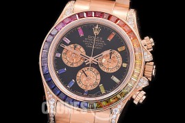0 0 0 0 0 RLDUB-4130-103 ZF 904L Steel Daytona 116595RBOW RG/RG Black Rainbow Ruby Sticks 4130 Superclone - 72 Hours Power Reserve Movement 