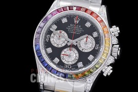 0 0 0 0 0 RLDUB-4130-101 ZF 904L Steel Daytona 116599RBOW SS/SS Black Rainbow Ruby Sticks 4130 Superclone - 72 Hours Power Reserve Movement 