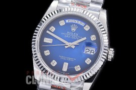 0.0 0 0 0 R40DDS00317 BPF Extra Weighted Daydate 40mm 228239 904 Steel SS/SS Fluted Bez Blue Ombre Diamonds A-2836