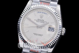 0.0 0 0 0 0 0 R36DDS00301S BPF Extra Weighted Daydate 40mm 128239 904 Steel SS/SS Fluted Bez Silver Sticks SH 3255