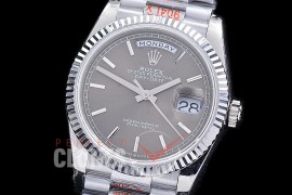 0.0 0 0 0 0 0 R36DDS00302S BPF Extra Weighted Daydate 40mm 128239 904 Steel SS/SS Fluted Bez Grey Sticks SH 3255