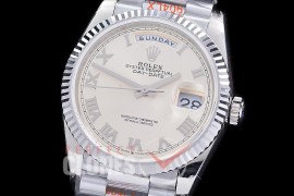 0.0 0 0 0 0 0 R36DDS00321S BPF Extra Weighted Daydate 40mm 128239 904 Steel SS/SS Fluted Bez Silver Roman SH 3255