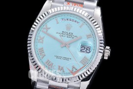 0.0 0 0 0 0 0 R36DDS00324S BPF Extra Weighted Daydate 40mm 128239 904 Steel SS/SS Fluted Bez Ice Blue Roman SH 3255