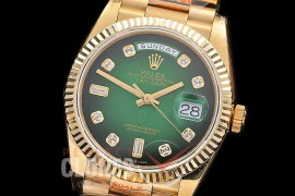 0.0 0 0 0 0 0 R36DDF00316S BPF Extra Weighted Daydate 40mm 128238 904 Steel YG/YG Fluted Bez Green Ombre Diamonds SH 3255
