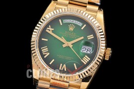 0.0 0 0 0 0 0 R36DDF00327S BPF Extra Weighted Daydate 40mm 128238 904 Steel YG/YG Fluted Bez Green Ombre Roman SH 3255