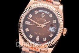 0.0 0 0 0 0 0 R36DDR00319 BPF Extra Weighted Daydate 40mm 128235 904 Steel RG/RG Fluted Bez Brown Ombre Diamonds A-2836
