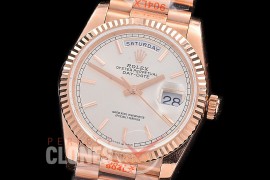 0.0 0 0 0 0 0 R36DDR00301S BPF Extra Weighted Daydate 40mm 128235 904 Steel RG/RG Fluted Bez Silver Sticks SH 3255