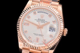 0.0 0 0 0 0 0 R36DDR00311S BPF Extra Weighted Daydate 40mm 128235 904 Steel RG/RG Fluted Bez Silver Diamonds SH 3255