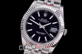 0 0 0 0 0 R41DJS-3235-202 GMF 904L Steel Datejust 41mm 126334 SS/SS Fluted/Jubilee Black Sticks VR 3235 