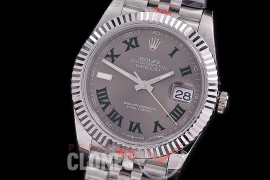 0 0 0 0 0 R41DJS-3235-228 GMF 904L Steel Datejust 41mm 126334 SS/SS Fluted/Jubilee Dark Rhodium Grey Roman VR 3235 