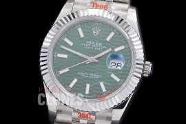 R41DJS-209 NF 904 Steel 126334 SS/SS Fluted/Jubilee Mint Green Fluted Sticks A-2813 - Special Offer 